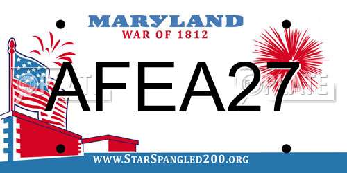 AFEA27 Maryland License Plate
