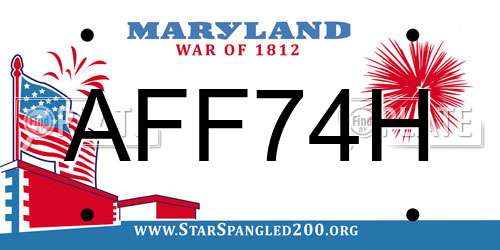 AFF74H Maryland License Plate