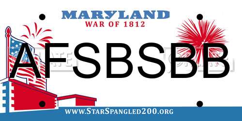 AFSBSBB Maryland License Plate
