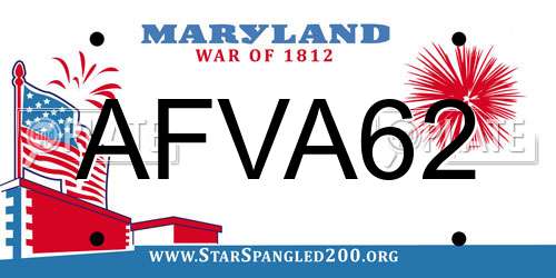 AFVA62 Maryland License Plate
