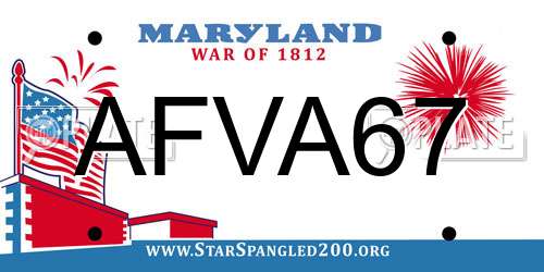 AFVA67 Maryland License Plate
