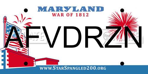 AFVDRZN Maryland License Plate