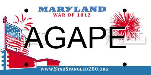 AGAPE Maryland License Plate