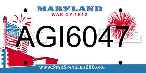 AGI6047 Maryland License Plate