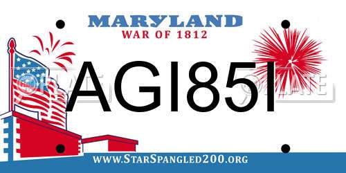 AGI85I Maryland License Plate