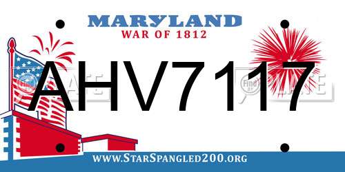 AHV7117 Maryland License Plate