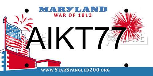 AIKT77 Maryland License Plate