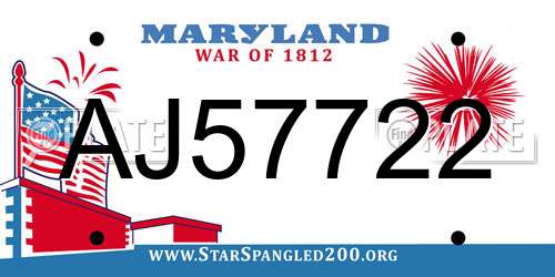AJ57722 Maryland License Plate