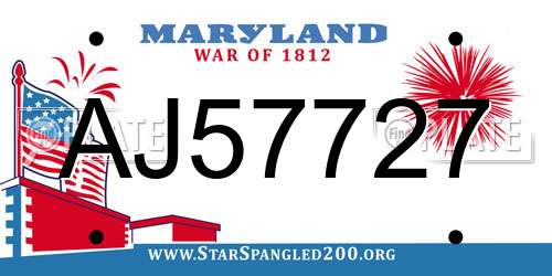 AJ57727 Maryland License Plate