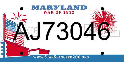 AJ73046 Maryland License Plate