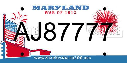 AJ87777 Maryland License Plate