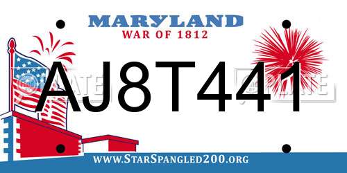 AJ8T441 Maryland License Plate