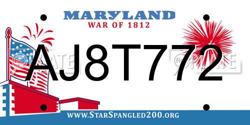 AJ8T772 Maryland License Plate