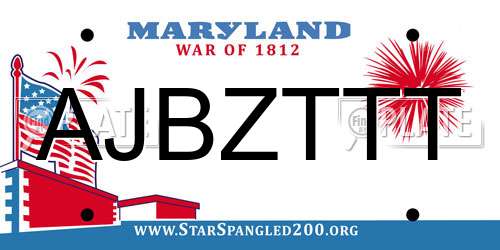 AJBZTTT Maryland License Plate