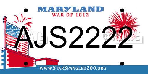 AJS2222 Maryland License Plate