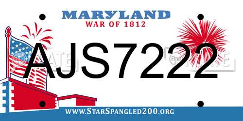 AJS7222 Maryland License Plate