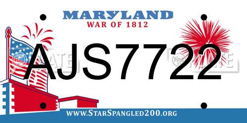 AJS7722 Maryland License Plate
