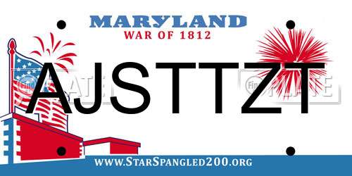 AJSTTZT Maryland License Plate