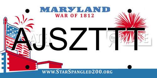 AJSZTTT Maryland License Plate