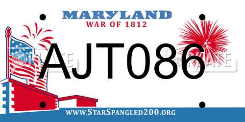 AJT086 Maryland License Plate