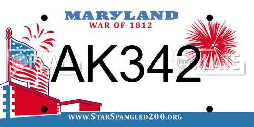 AK342 Maryland License Plate