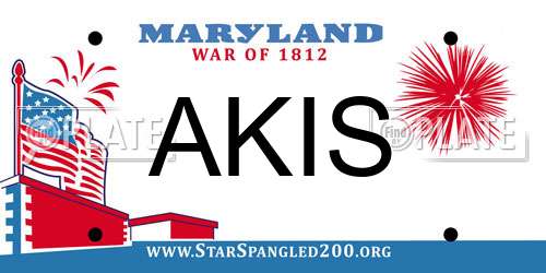 AKIS Maryland License Plate