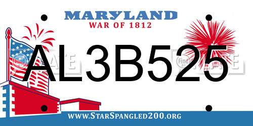 AL3B525 Maryland License Plate