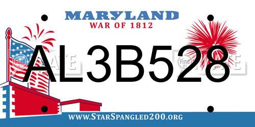 AL3B528 Maryland License Plate