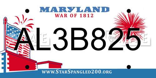AL3B825 Maryland License Plate