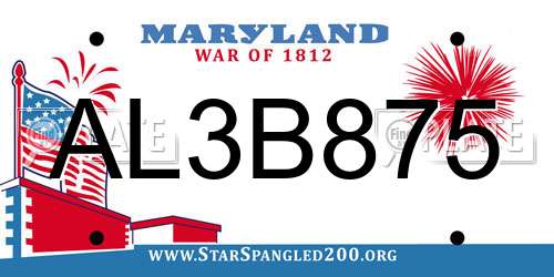 AL3B875 Maryland License Plate