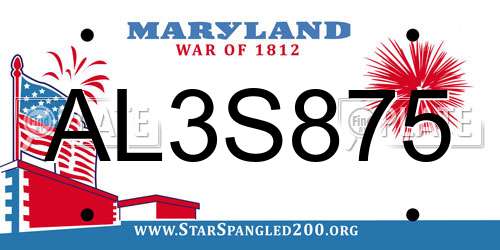 AL3S875 Maryland License Plate