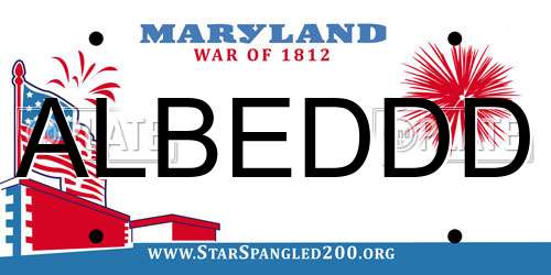 ALBEDDD Maryland License Plate