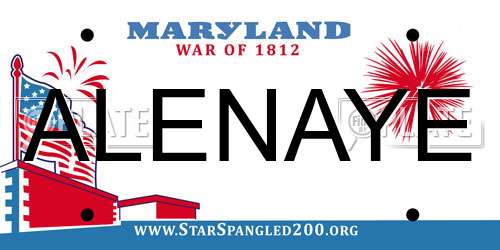 ALENAYE Maryland License Plate