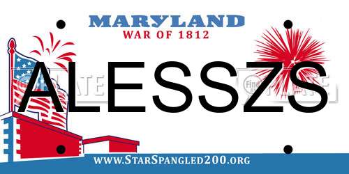ALESSZS Maryland License Plate