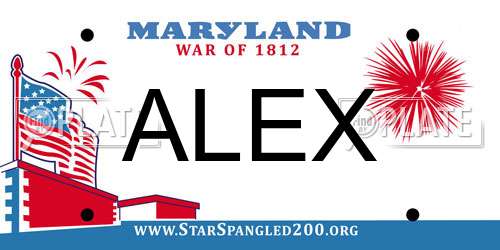 ALEX Maryland License Plate