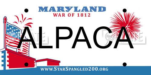 ALPACA Maryland License Plate