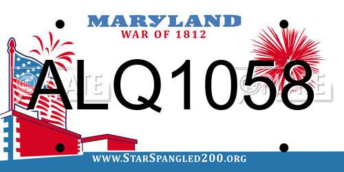 ALQ1058 Maryland License Plate