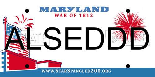 ALSEDDD Maryland License Plate