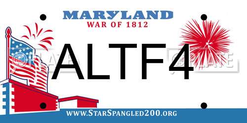 ALTF4 Maryland License Plate