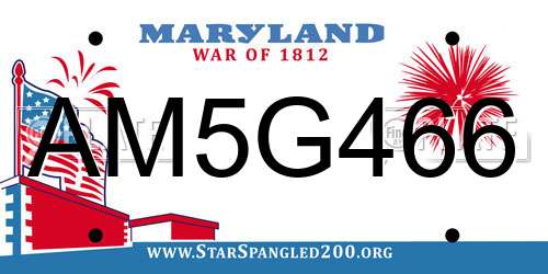AM5G466 Maryland License Plate