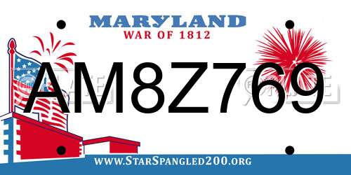 AM8Z769 Maryland License Plate