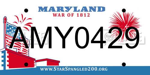 AMY0429 Maryland License Plate