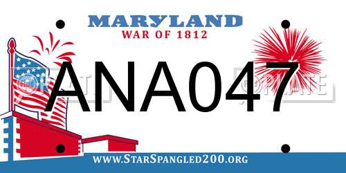 ANA047 Maryland License Plate