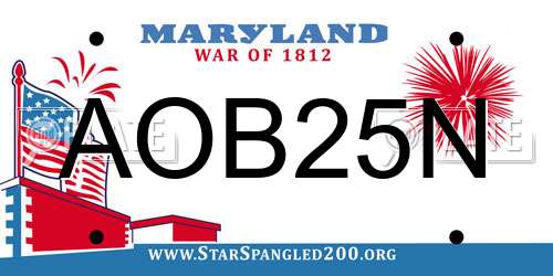 AOB25N Maryland License Plate
