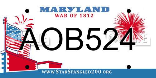 AOB524 Maryland License Plate