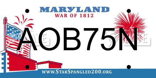 AOB75N Maryland License Plate