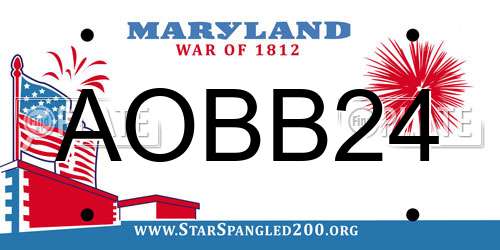 AOBB24 Maryland License Plate