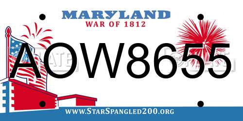AOW8655 Maryland License Plate