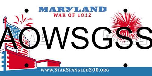 AOWSGSS Maryland License Plate