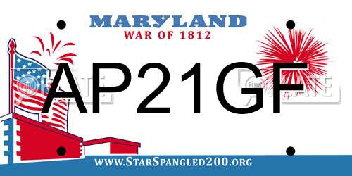 AP21GF Maryland License Plate